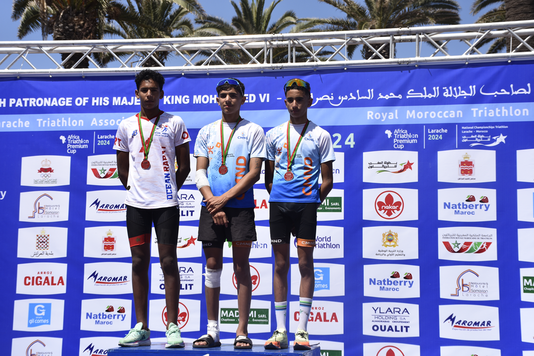 Podium et performances des athlètes du club ORT au Triathlon Larache 2024